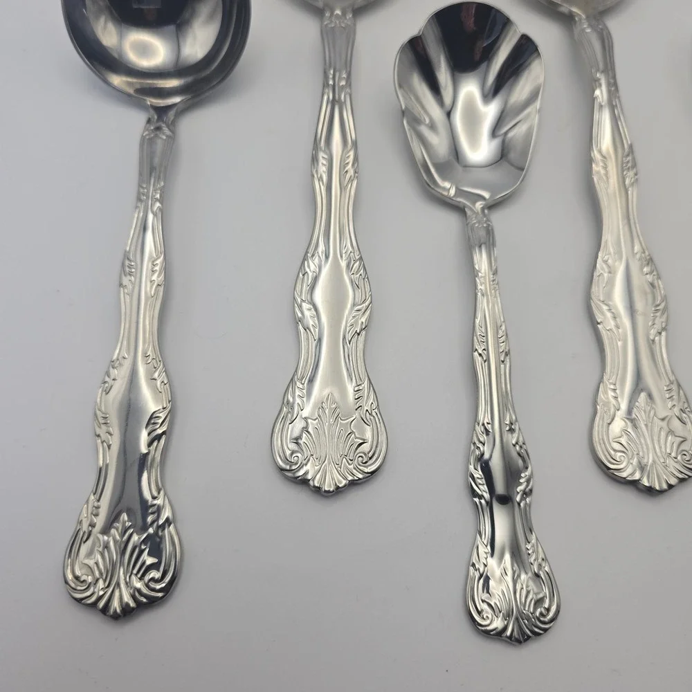 Reed & Barton Victoria Stainless Flatware Serving Pieces Ladle Butter Knife‎ Set